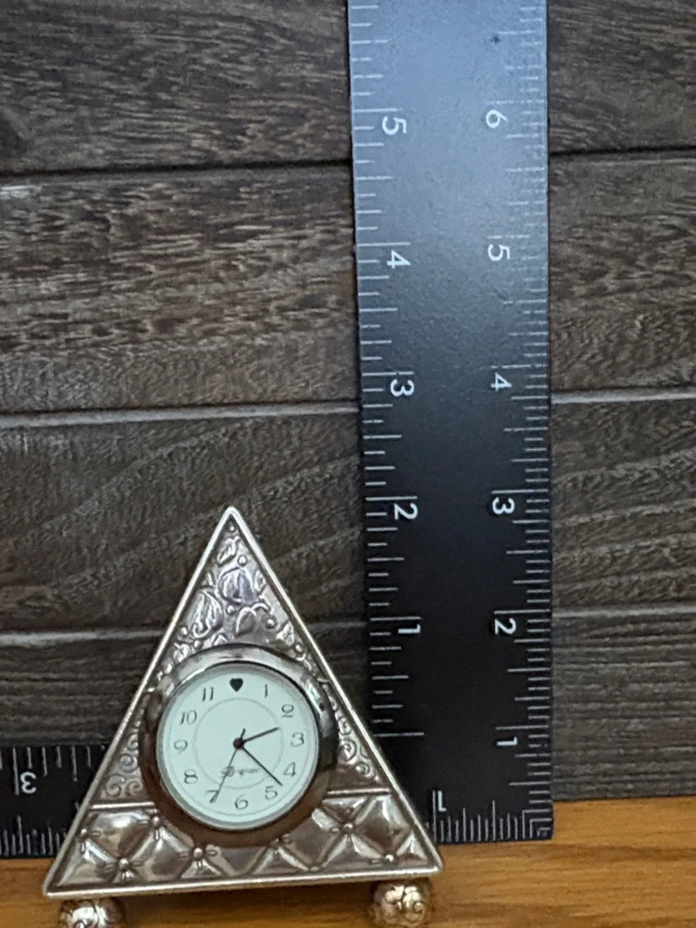 Vintage Brighton Triangular Silver Accent Table Clock - Metallic Silver